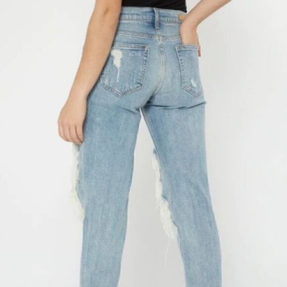 Blown Out Knee Distressed Denim Jeans - Picture 4 of 4